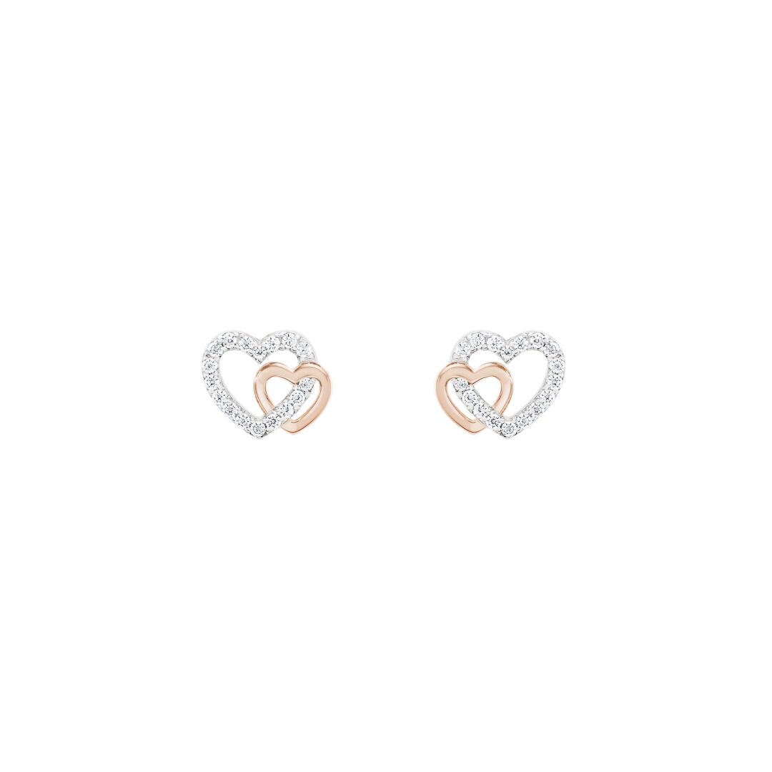 Brincos Classy Two Hearts Rose Gold